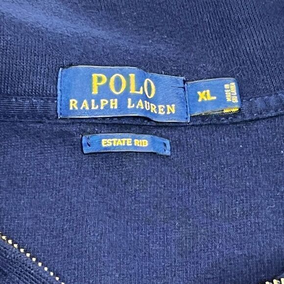 Polo Ralph Lauren navy blue 1/4 zip estate rib shirt size XL - Picture 11 of 15